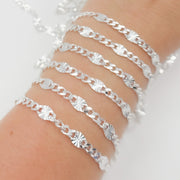 Z117SS. Sterling Silver Curb and Diamond Cut Marina Link Chain